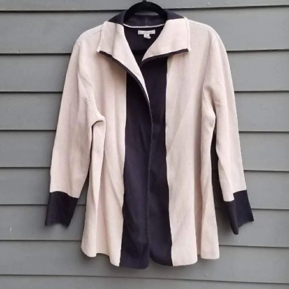 Dana Buchman Camel/Black Long Buttonless Cardigan Sweater size XL